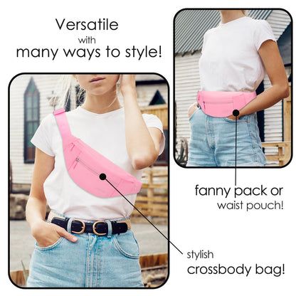 MAXTOP Large Fanny Pack Waist Purses for Women Trendy Cross body Bags with Adjustable Strap Passport Holder Bag for Theme Park Shopping Traveling Running (Barbie Pink)