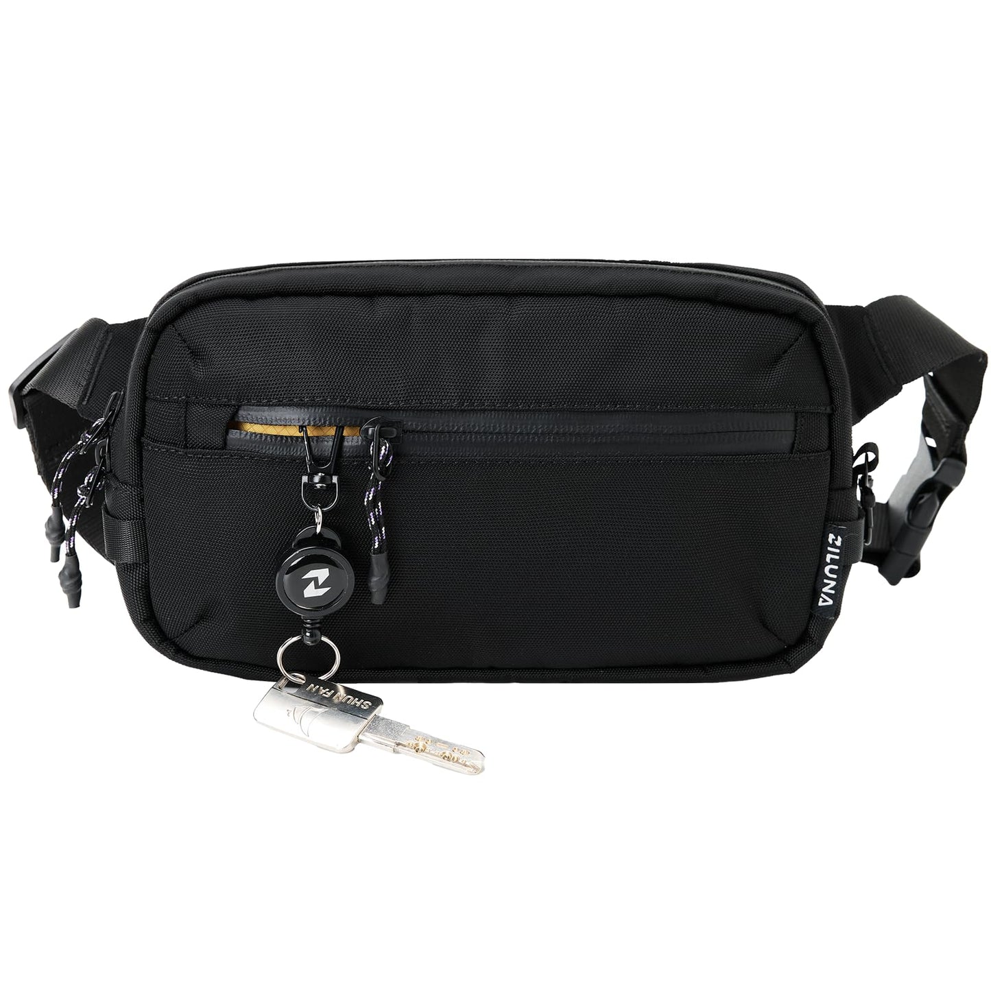 2L Sling Bag for Men & Women - Anti-Theft RFID Blocking Fanny Pack with Lockable Zippers, Water Resistant Lightweight Crossbody Bag for Travel Hiking Running Gym Walking Daily Use(Black)