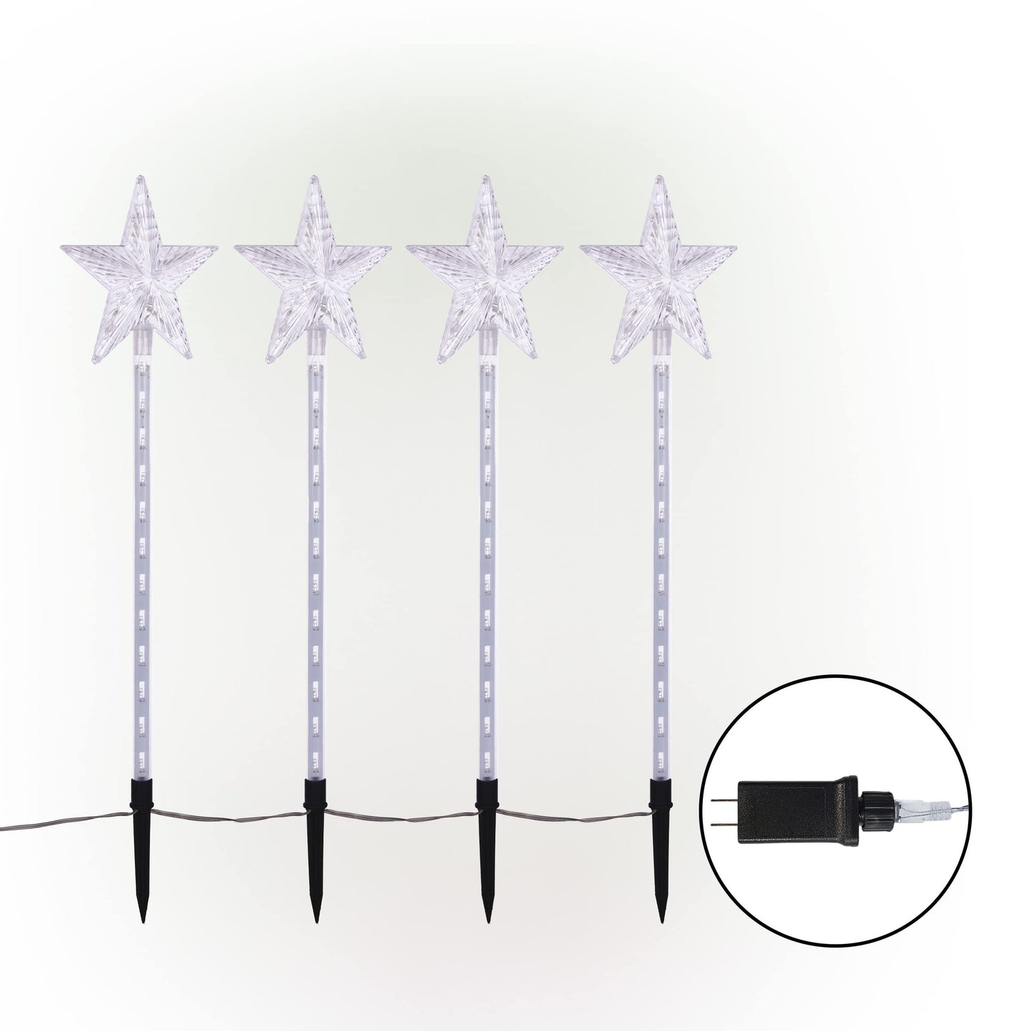 Alpine Corporation Holiday Décor Shooting Star Garden Stake with LED Lights, 4-Pack, Christmas Decoration