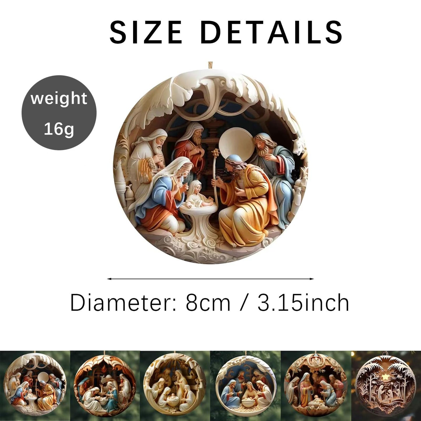 6Pcs Nativity Scene Ornaments, Christmas Tree Ornaments Set, Birth of Jesus Hanging Decorations, Holy Religious Gifts, Nativity Scene Christian Gifts