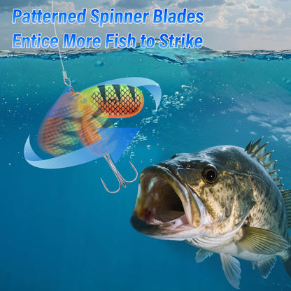 Dr.Fish 7 Pack Inline Fishing Spinner Kit 1/4oz, Freshwater Fishing Lures Bell Spinnerbait French Blade Trout Bass Walleye Lures