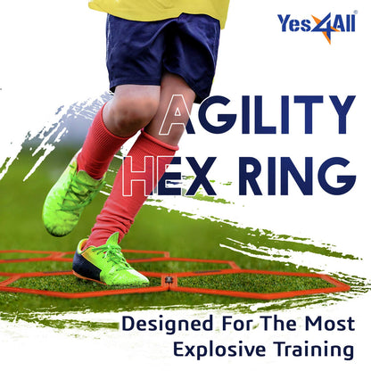 Yes4All Hexagonal Agility Speed Rings with Carrying Bag – Agility Hurdles for Agility Footwork Training (Set of 6 Rings)