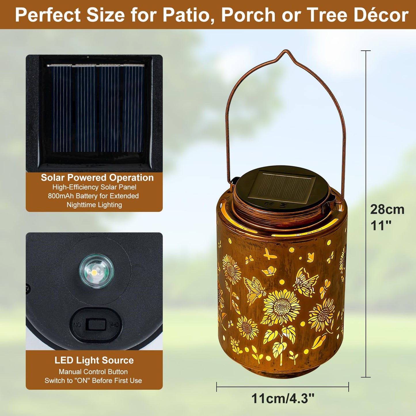 Adebime Sunflower Solar Lanterns, Birthday Gifts for Women Mom Grandma, Outdoor Waterproof Hanging Garden Decor for Patio, Yard