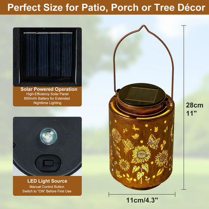 Adebime Sunflower Solar Lanterns, Birthday Gifts for Women Mom Grandma, Outdoor Waterproof Hanging Garden Decor for Patio, Yard
