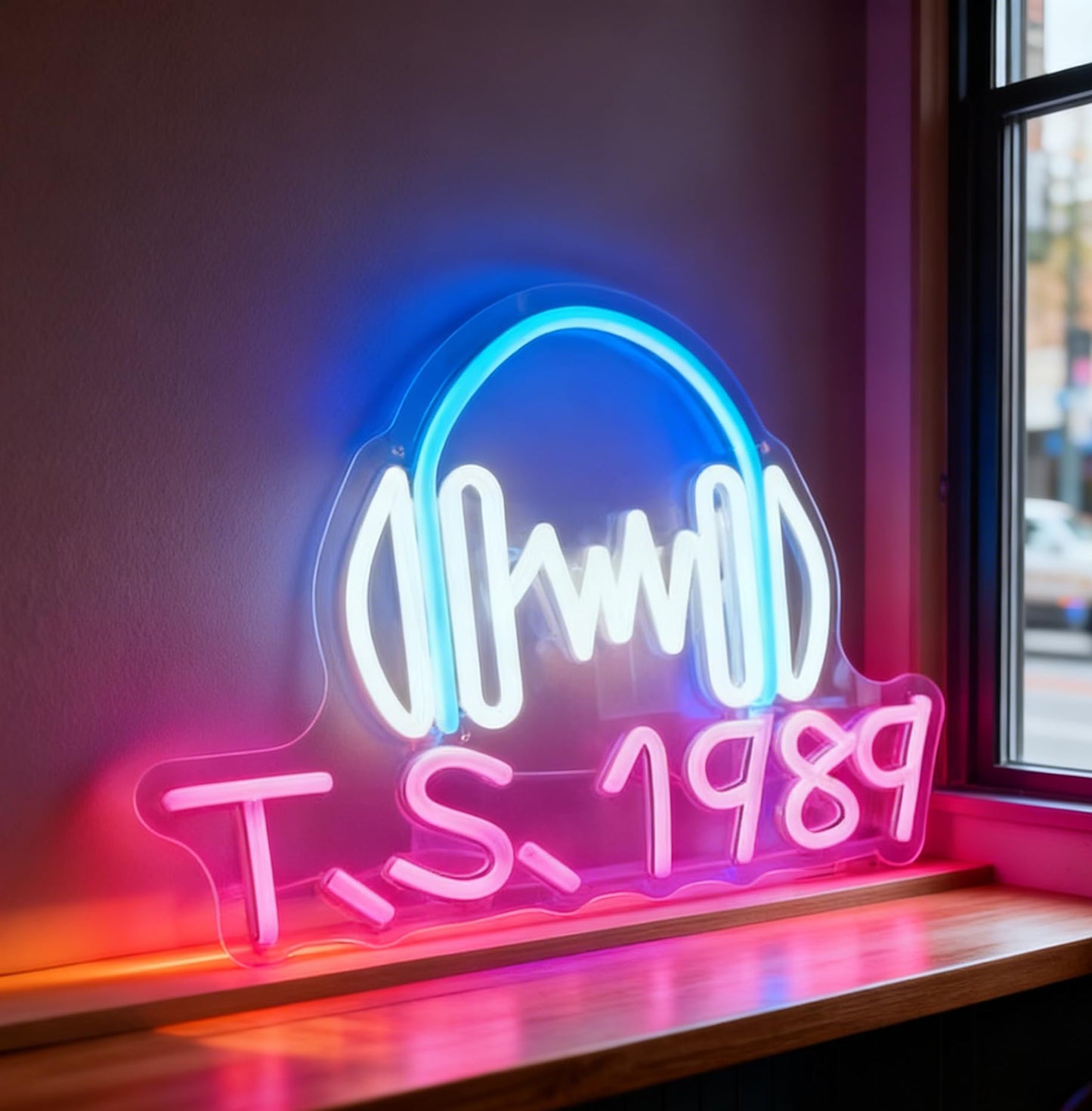 TS 1989 LED Neon Sign, USB Powered Dimmable Decorative Neon Light for Fans Music Room Bedroom Home Music Theme Party Gift Wall Table Decor 14.2 x 9.8 In