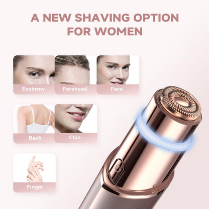 Facial Hair Removal for Women, Electric Painless Rechargeable Facial Hair Remover for Face, Lip, Chin with 2 x Replacement Heads