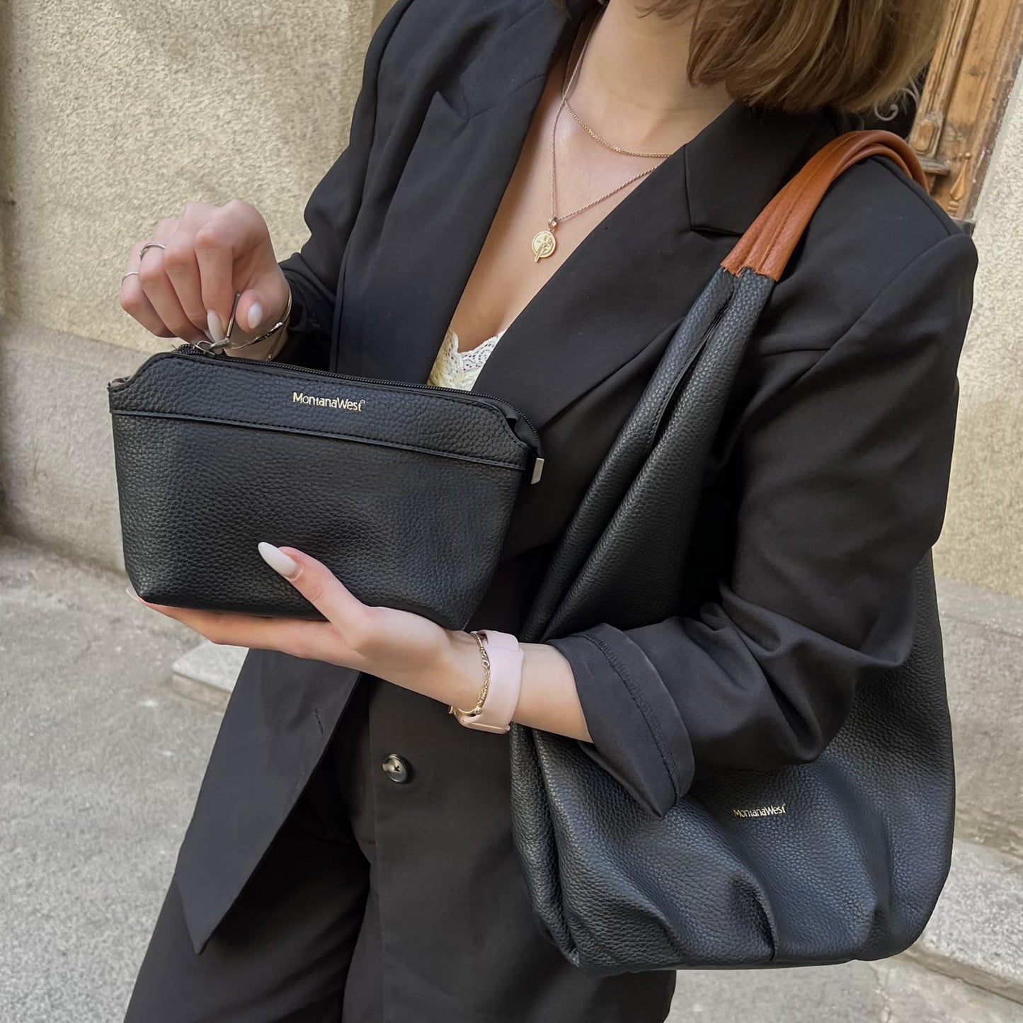 Montana West Slouchy Hobo Bags for Women 2PCS Shoulder Bag Set Womens Purses and Handbags with Coin Purse, MWC2-297BK
