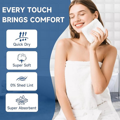 40 Pack White Coral Velvet Washcloths Bulk, Highly Absorbent and Soft Face