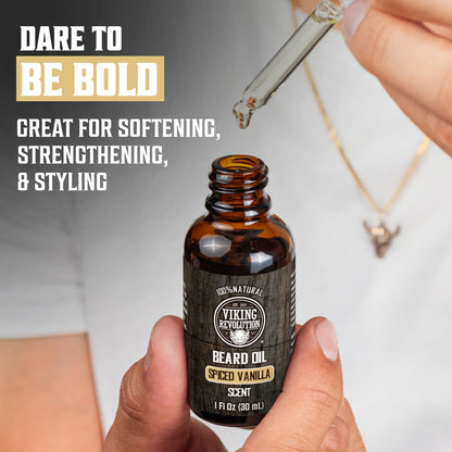 Viking Revolution Sandalwood Beard Oil for Men - Natural Mens Beard Oil with Argan Oil and Jojoba Oil - Beard Softener, Strengthens and Moisturizes - Beard Conditioner for Men (Sandalwood, 1 Pack)