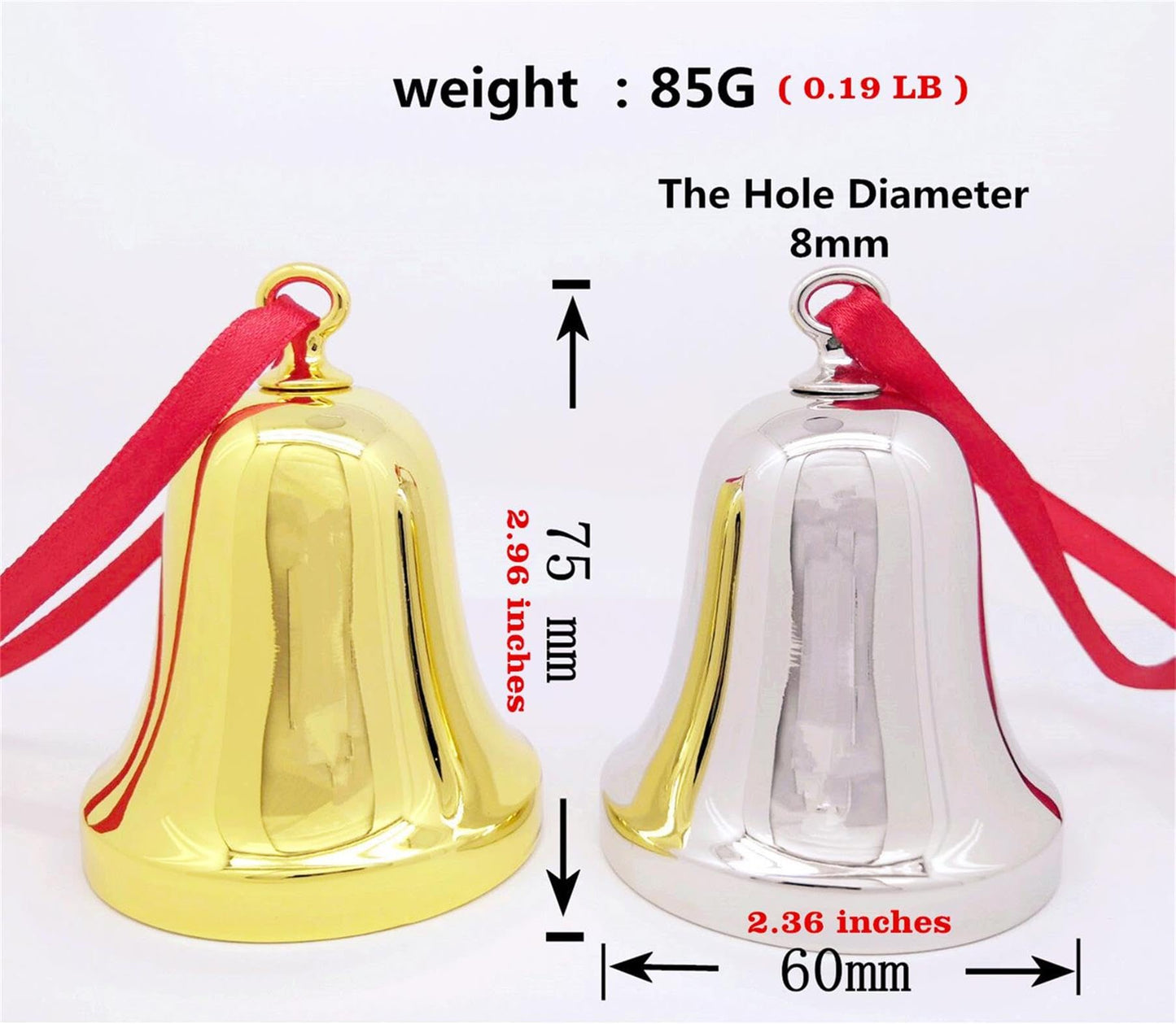 FKOG Silver 2026 Christmas Bell & Sleigh Bell Ornament with Angel Wings Wedding Anniversary Newlywed Married Memories Decoration Gifts (2026 Christmas Bell and Sleigh Bell)