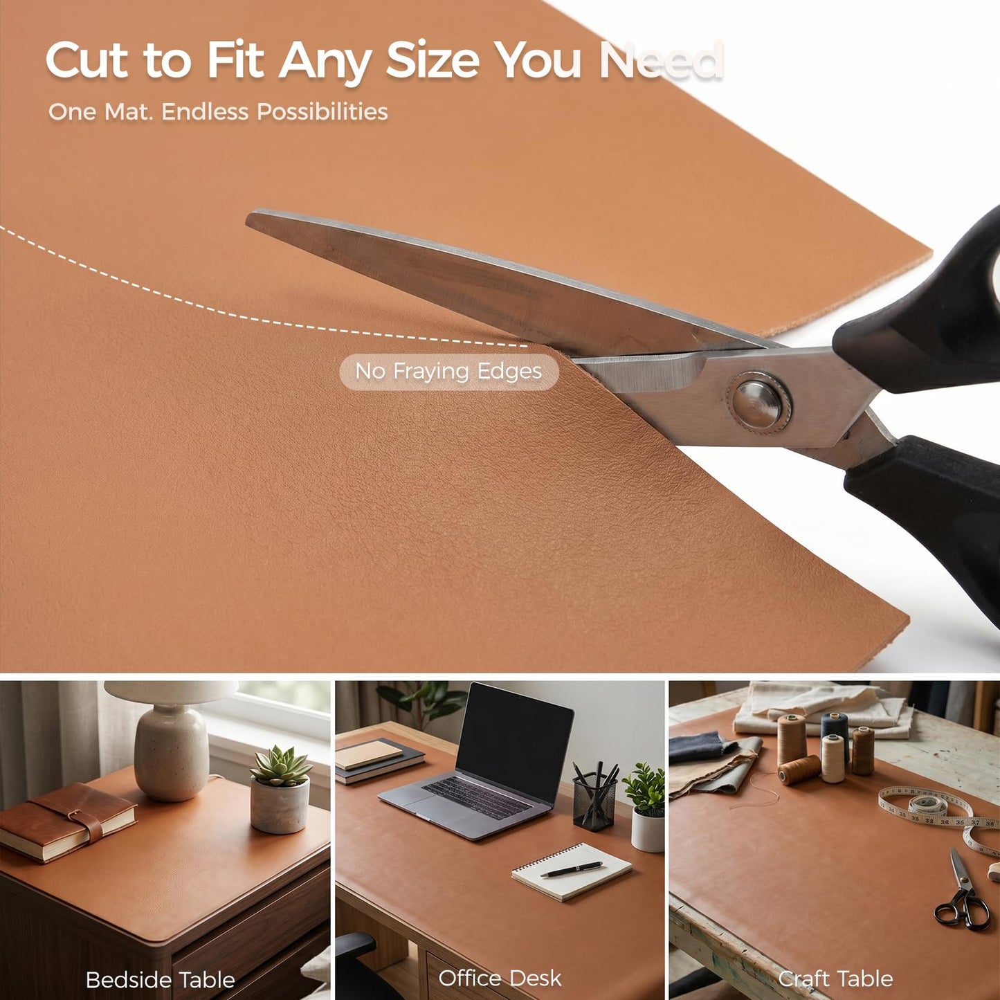 Promattoo 1.6mm Thick Leather 17x54 Inch Non-Slip Mat, Waterproof Countertop Protector, Dinner Table Runner/Cabinet Top Cover, Caramel Brown