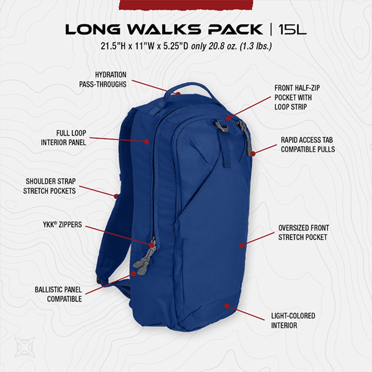Vertx Long Walks Pack 15L Tactical Backpack, EDC Gear Bag for CCW, Travel, Work, Hiking, Outdoors, It's Almost Black