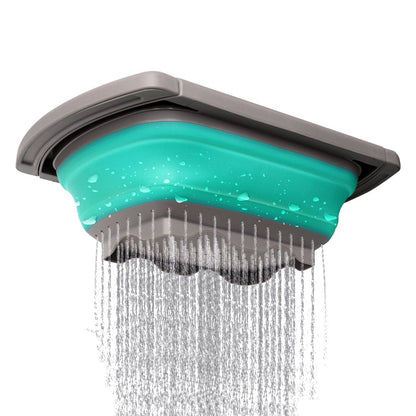Qimh Colander collapsible, Colander Strainer Over The Sink Vegetable Fruit Strainer Basket (6 Quart) with Extendable Handles, New Kitchen Essentials