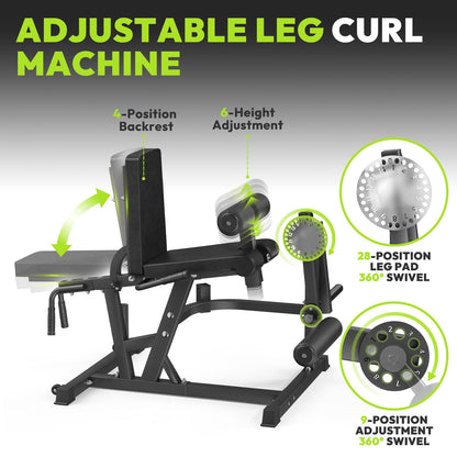 HANDBODE Leg Extension and Curl Machine, 800 lb Adjustable Leg Exercise Machine, Seated Leg Press Extension and Lying Hamstring Curl Machine for Home Gym, Leg Workout Equipment Fits 1'' and 2'' Plates