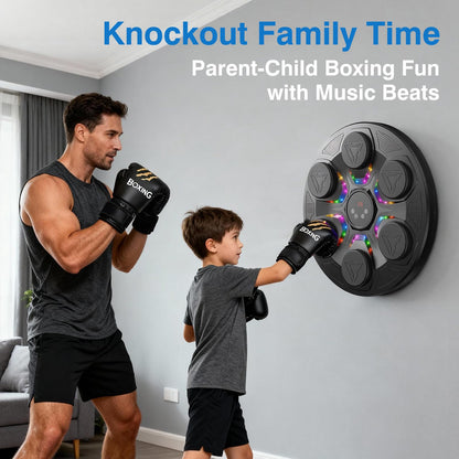 Upgrade Music Boxing Machine For Adults Kids, Interactive Music Punching Machine with Gloves 12 Modes 12 Speeds, Wall Mounted Electronic Boxing Punching Pad with Wireless Connection LED Display