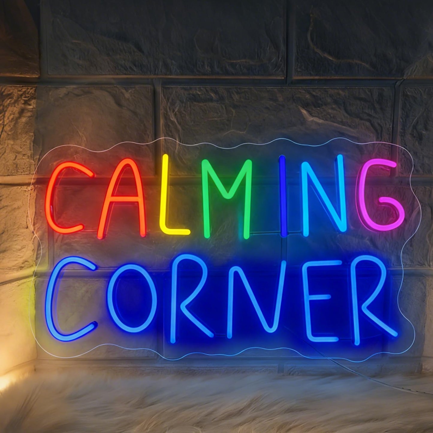 Calming Corner LED Neon Sign - USB Powered Dimmable Neon Light Wall Art for Classroom School Office Bedroom Home Relaxation Area Wall Table Decor 11.8 x 7.5 In