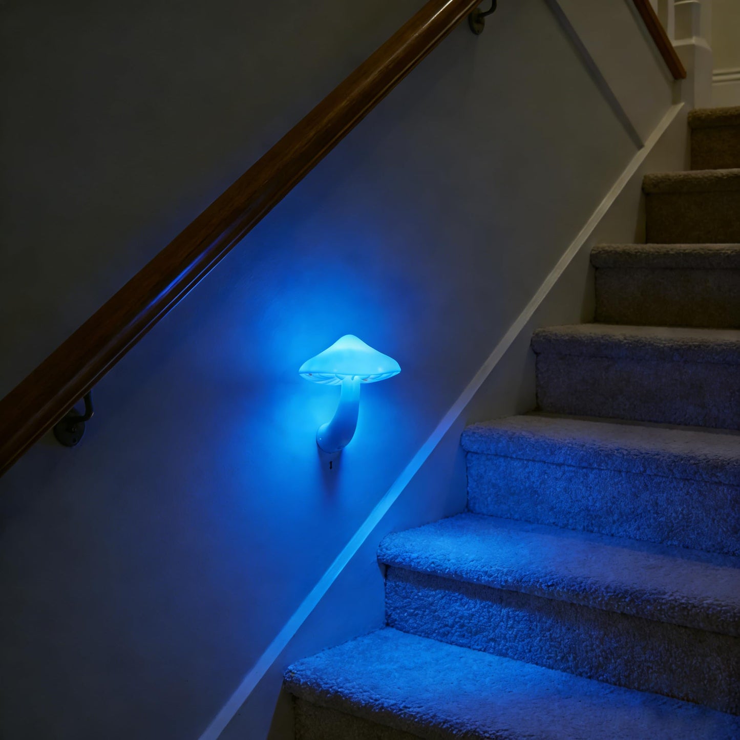 AUSAYE 4 Pack Plug in Night Light, Mushroom Light LED Nightlights for Kids, Adults, Bedroom, Bathroom,Hallway, Stairs, Kitchen Blue
