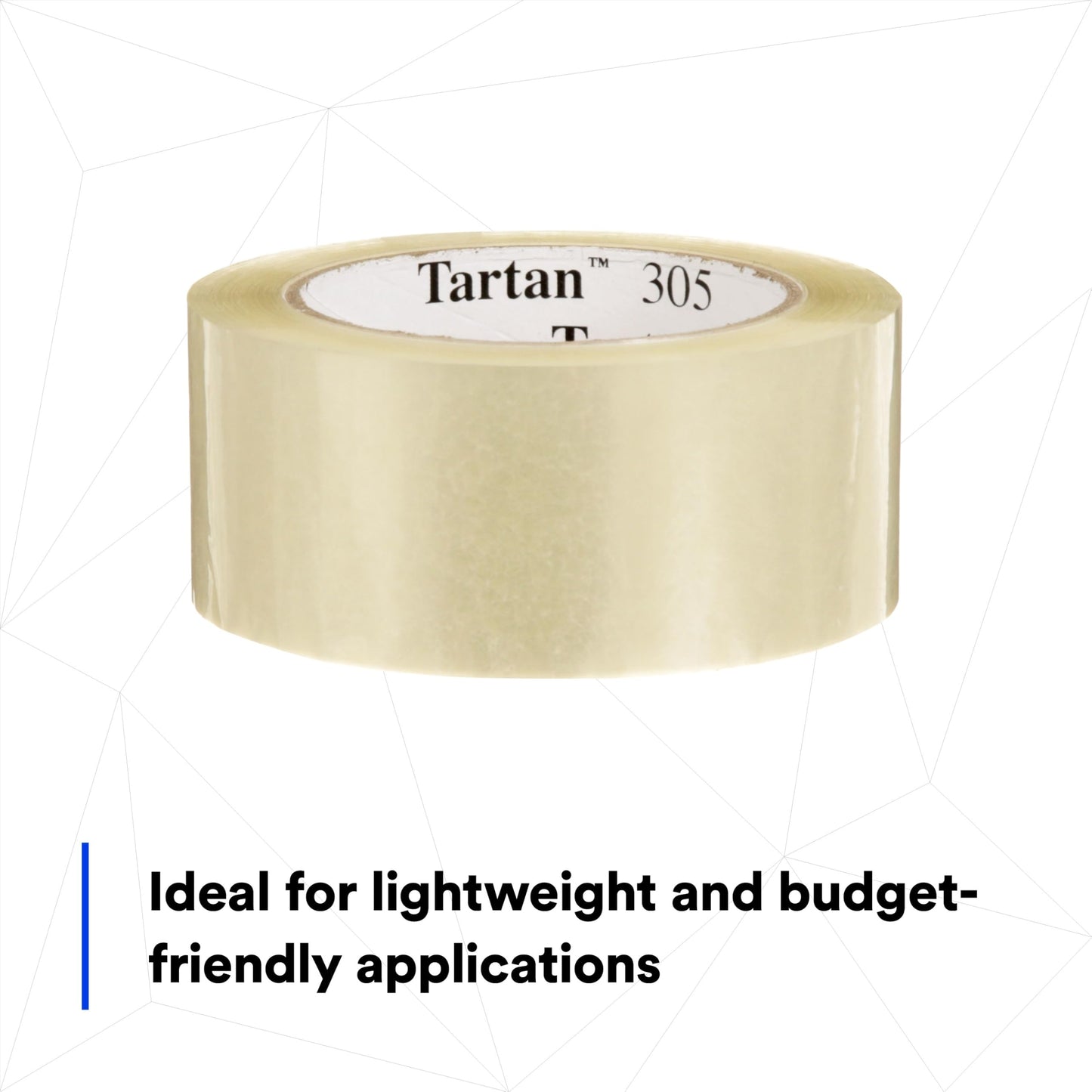 3M Tartan Box Sealing Tape 305, Clear, Light Duty, Durable, 1.88 in x 109.36 yds (48 mm x 100 m), 36 Rolls/Case