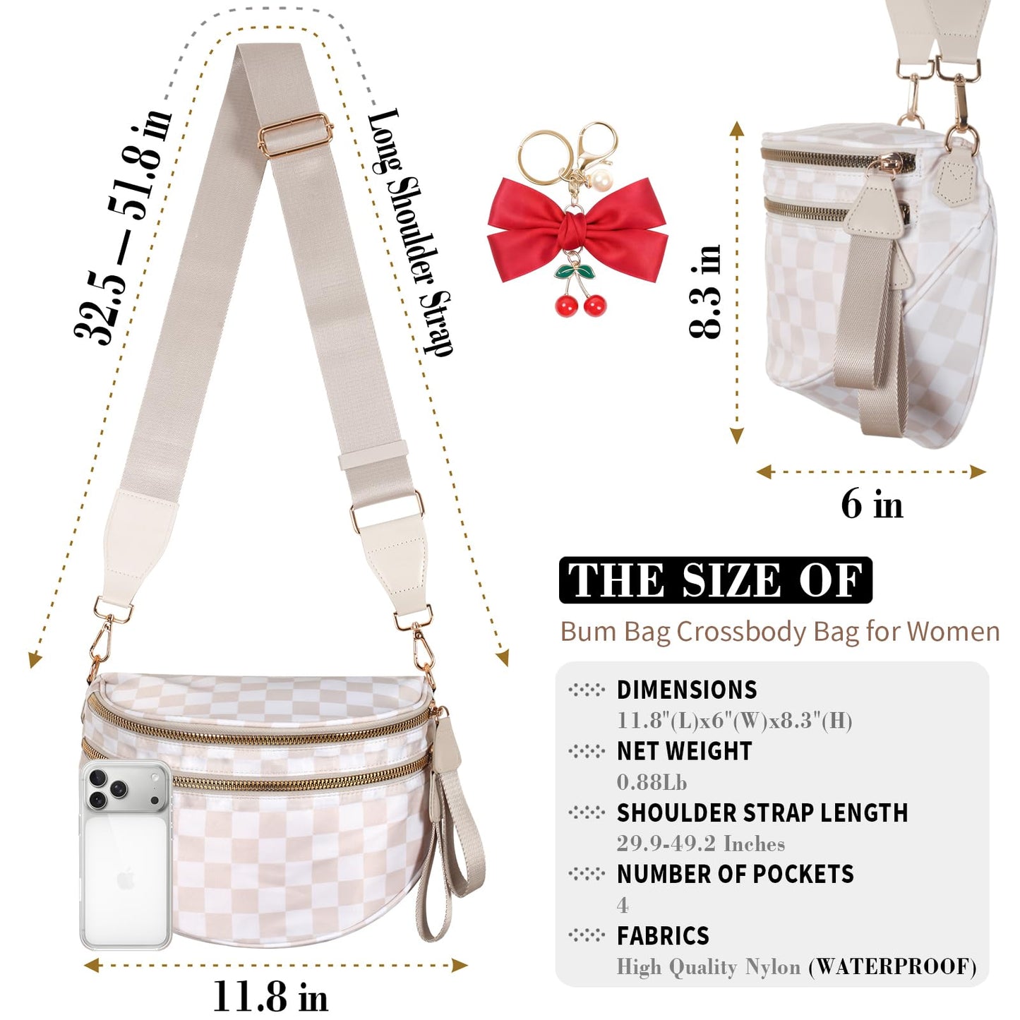 Weighnixis Bum Bag Crossbody Bag for Women | Spacious Bum Bags | Nylon Crossbody Fanny Packs | Purse Belt Purse for Travel Running, Fashion Holiday Gifts