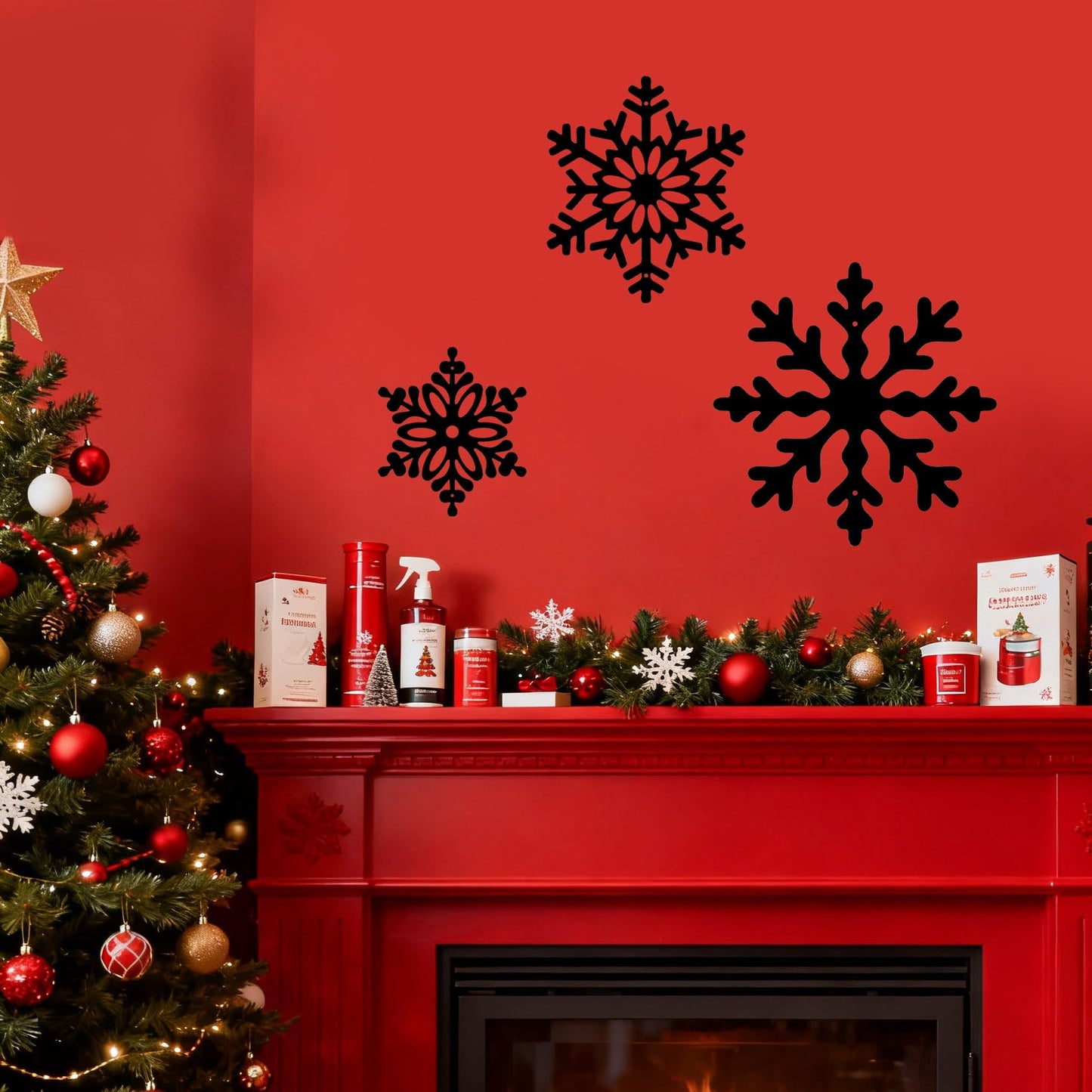Large Snowflakes Metal Wall Art Decor, 3 Piece Set