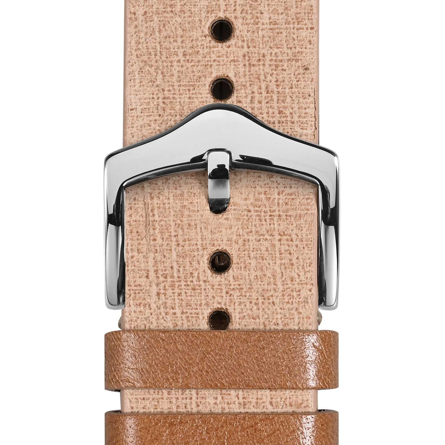 WOCCI 18mm Leather Watch Band, Full Grain Calfskin (Beige)