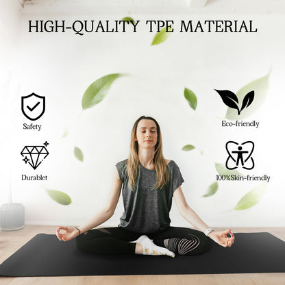 VTORY Extra Large Yoga Mat 6'x 4'x 8mm (1/3in) Thick Exercise Mat for Men and Women, Non-Slip, Durable Workout Mat for Home Workout, Yoga, Pilates, Stretching (Black)