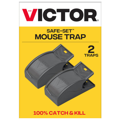 Victor M070B Easy and Safe-Set Power Kill Mouse Trap Quick and Clean Rodent Disposal - 2 Reusable Mouse Traps