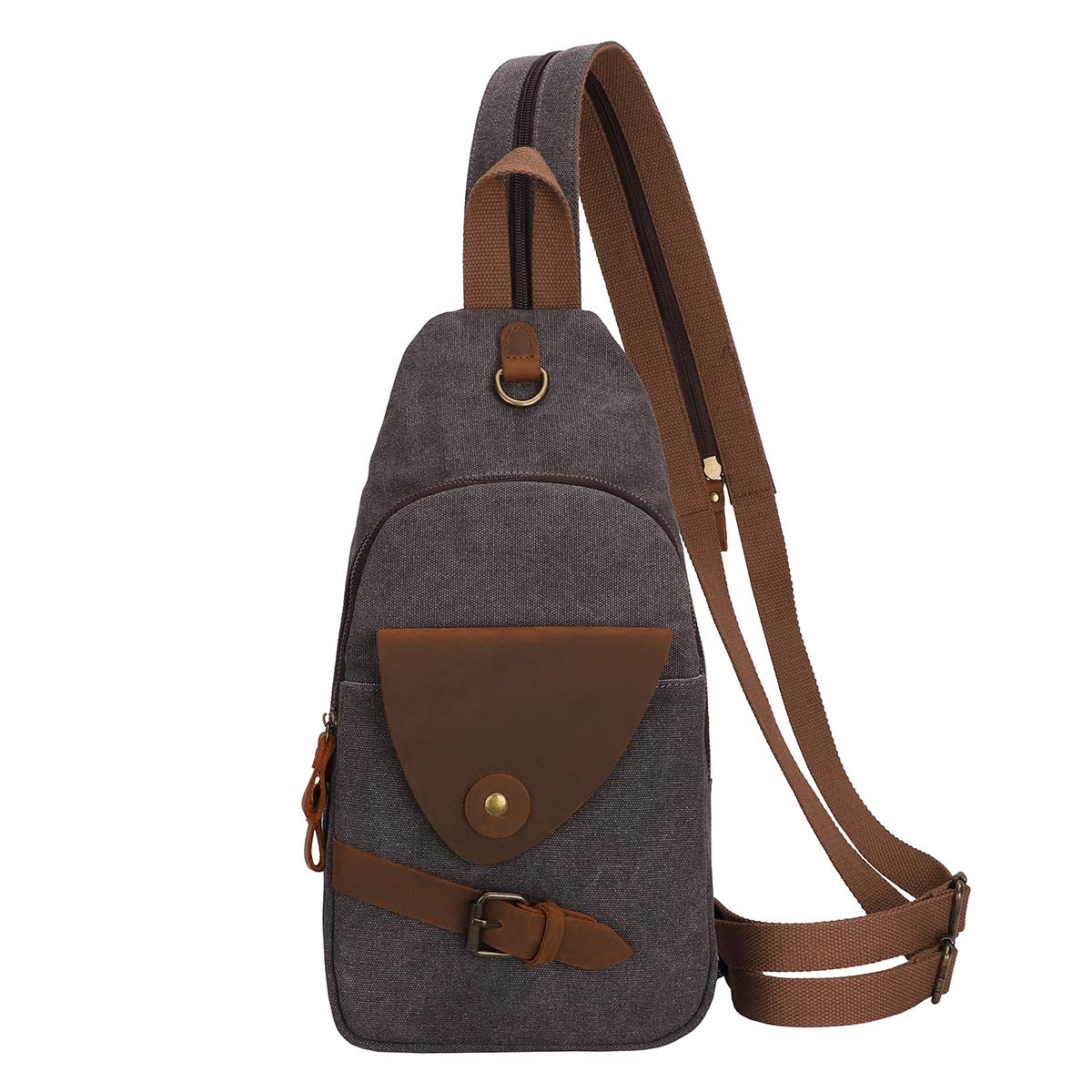 KL928 Canvas Sling Bag Crossbody Backpack Shoulder Casual Rucksack for Men Women,Dark Dray