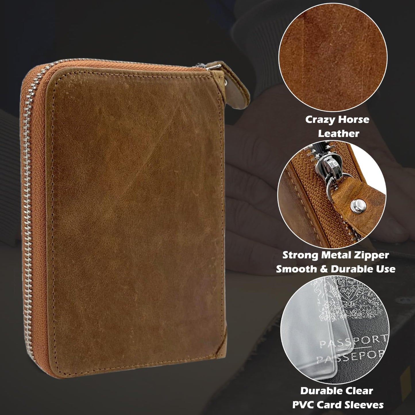 YUHAN PRETTY Credit Card Holder Wallet Large Leather Passport Case 42 Card Slots(oilbrown)