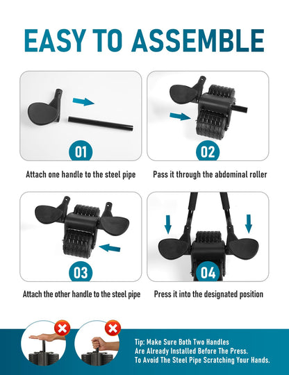 Ab Roller Wheel with Timer & Knee Mat, Home Workout Auto Rebound Abdominal Wheel with Elbow Support - Core Workout Equipment for Strengthening Abs, Home Gym Exercise for Women & Men