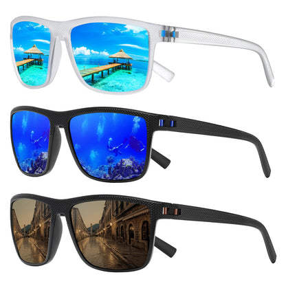 Square Polarized Sunglasses for Men and Women Lightweight Frame Sun Glasses with UV Protection