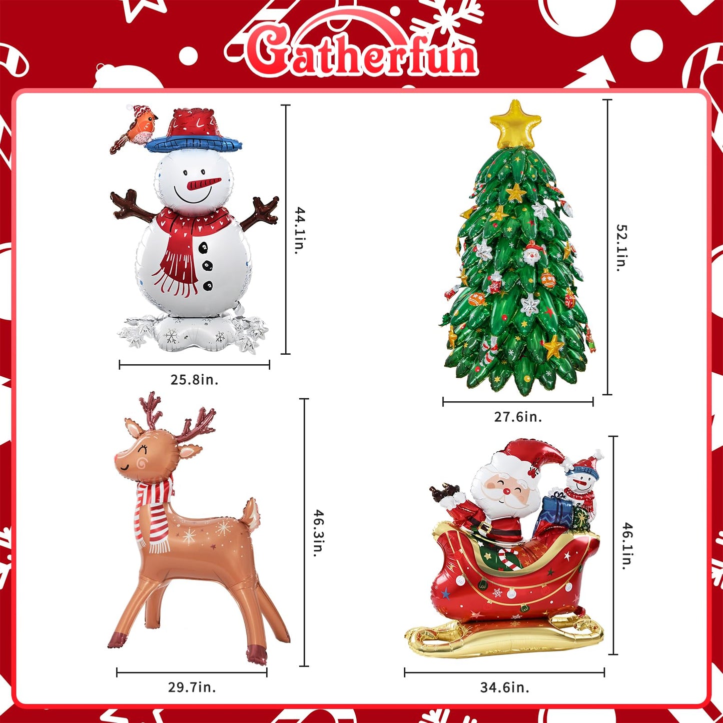 Merry Christmas Party Decorations : Christmas Party Supplies with Santa Claus, Snowman, & Christmas Tree Balloons for Festive Holiday Celebrations