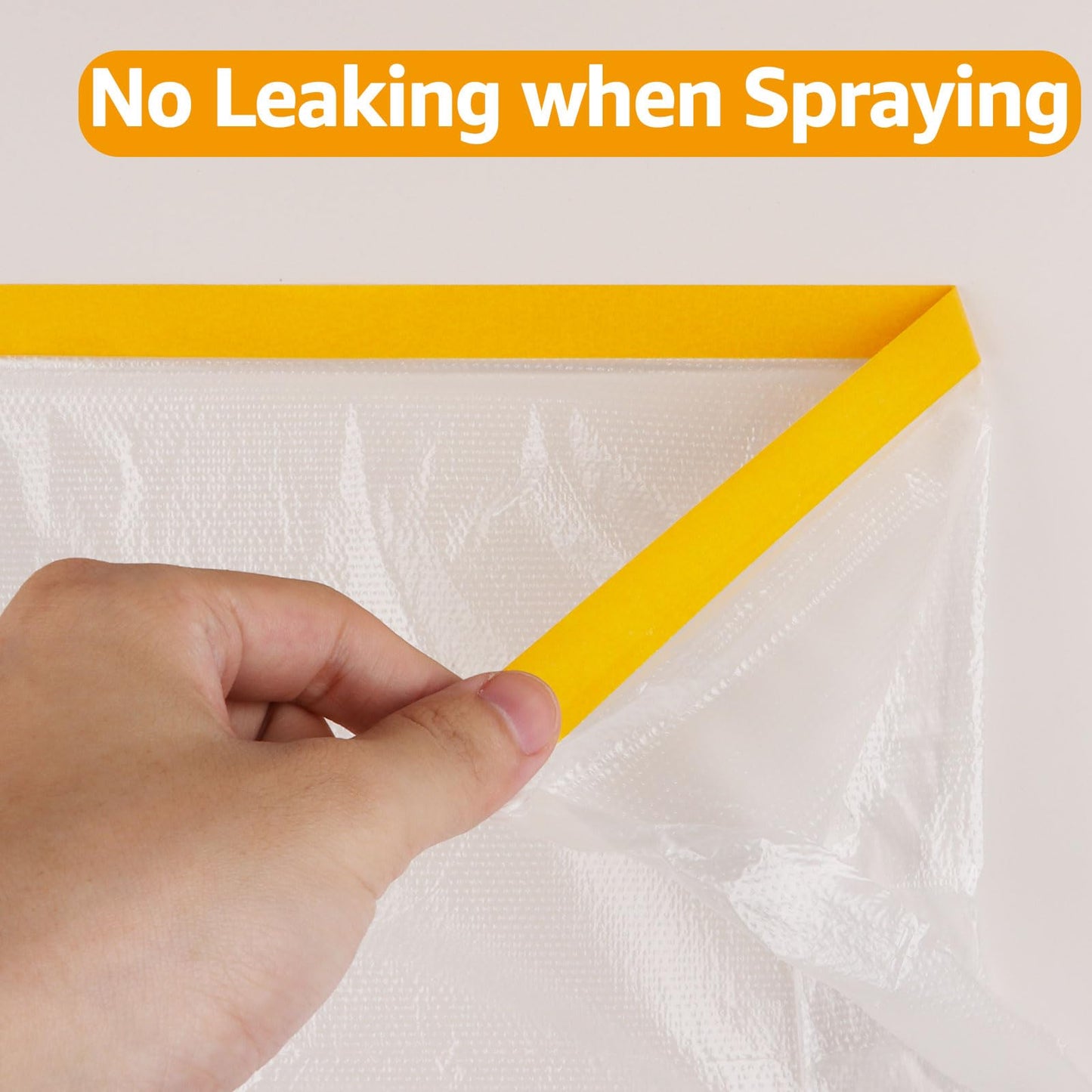 LOYORTY 4 Rolls 8.8 x 65 Feet Painters Plastic Sheeting, Pre-Taped Masking Film, Clear Drop Cloth for Painting, Automotive Covering and Appliance Protection