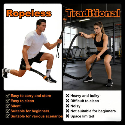 Bneajix Adjustable Ropeless Battle Ropes for Home Gym for Men & Women, Portable Cordless Battle Ropes, Quiet Exercise Rope with Variable Resistance, Strength & Low-Impact Cardio for HIIT