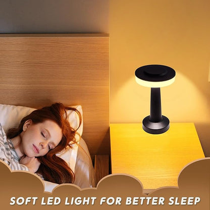 Riakrum Set of 2 LED Portable Cordless Table Lamp with Touch Sensor 3 Color Stepless Dimming Rechargeable Battery up to 15 Hours Cordless Table Light Wireless Lamp for Nursery(Black,4 Pcs)