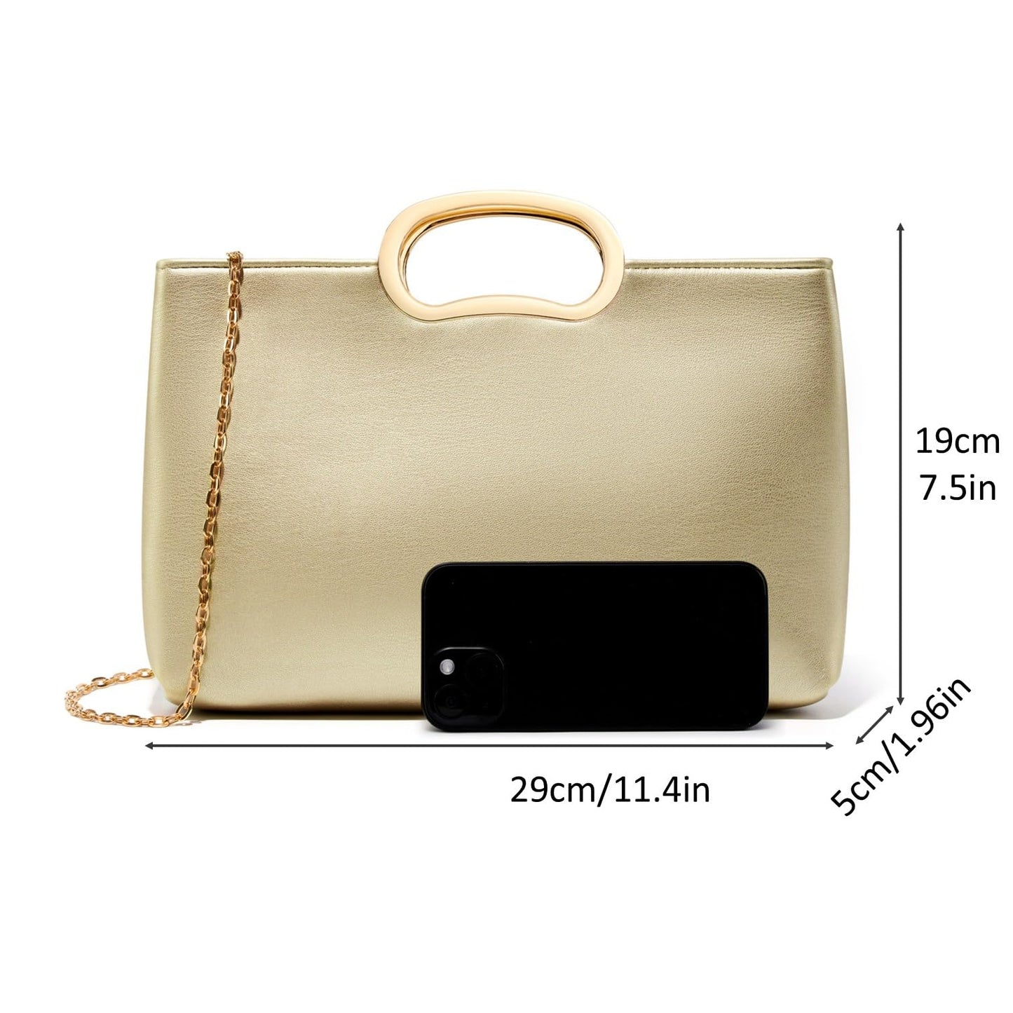 DETARA Clutch Purses for Women Cut Out Handle Clutch PU Leather Evening Bag Elegant Purse for Women Formal Wedding Party (Gold P032G)