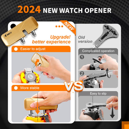 【2024 New】JOREST Watch Repair Tool Kit, Battery Replacement & Strap Adjustment, Wrench Opening Back Cover, Case Opener, Link Remover, Bracelet Resizing, Band Pin Removal, Screwdriver, Spring Bar