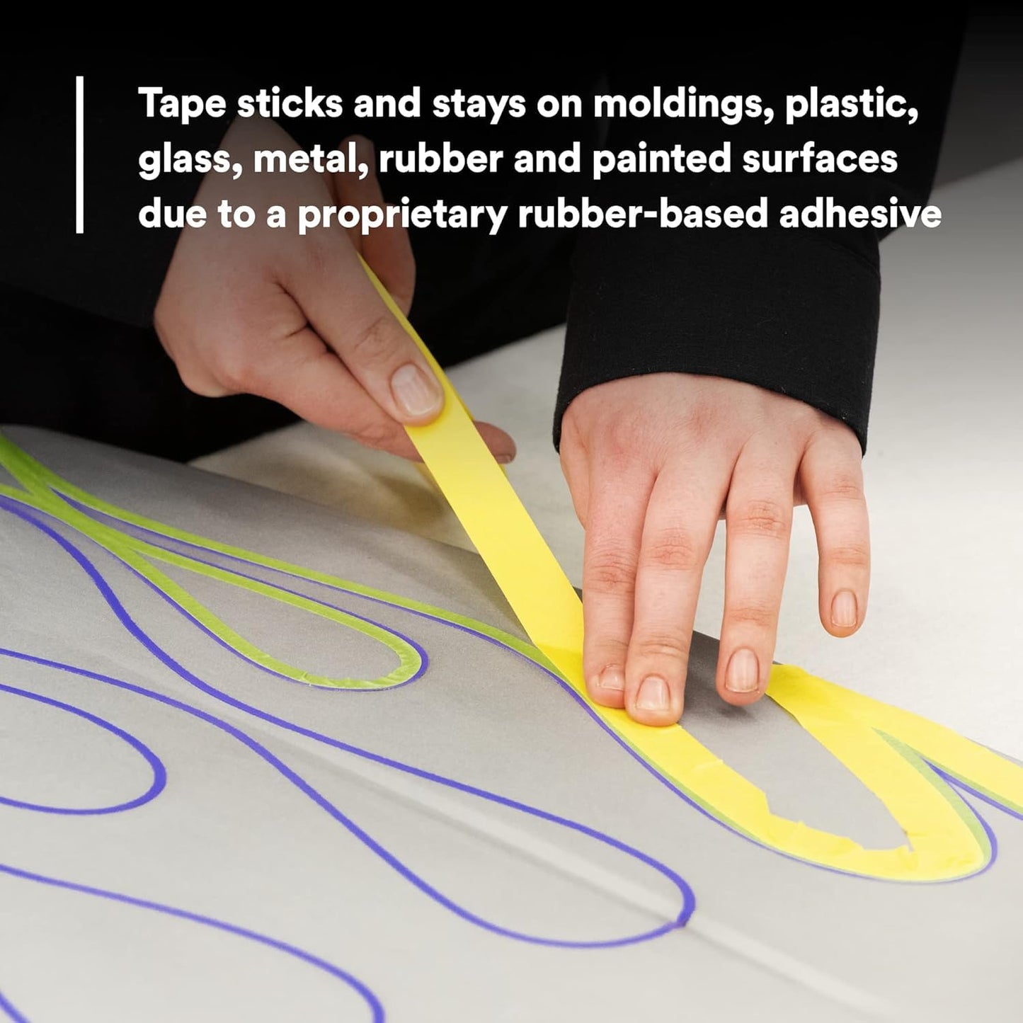 3M Automotive Refinish Masking Tape, 06656, 48 mm x 55 m, 6 Rolls – High-Performance Yellow Crepe Paper Tape for Precise Auto Painting and Detailing