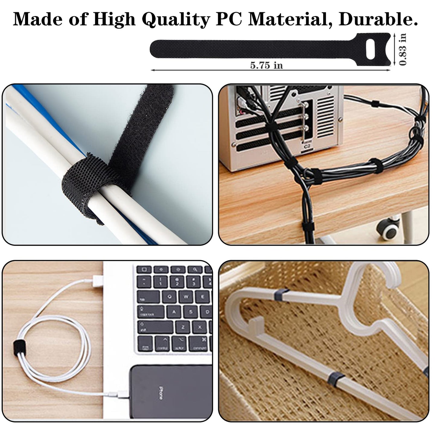 DRIVUU 311Pcs Cable Management Organizer Kit 4 Cable Sleeve Split,53Cable Clips 12Cord Clips Holder,22 Cable Ties, 20 Adhesive Wall Cable Tie, 200Fasten Cable Ties for TV Office Home Electronics