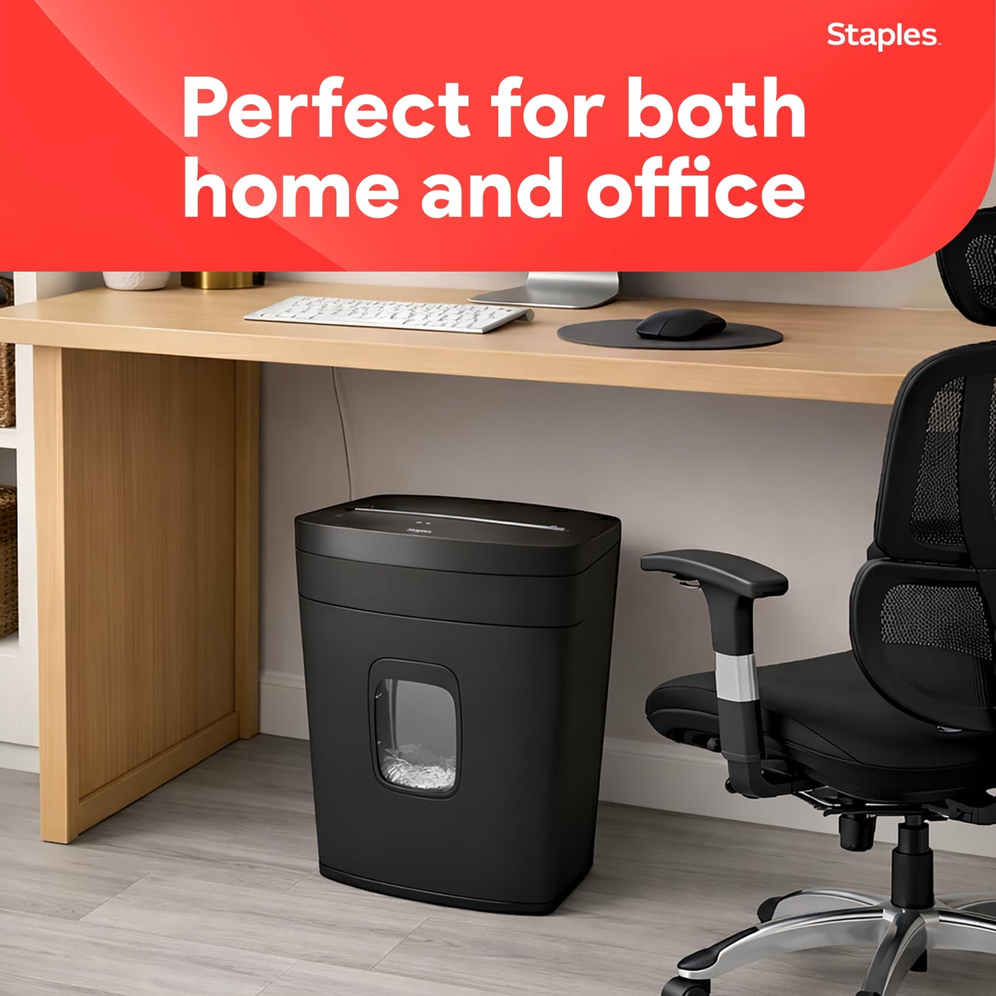 Staples 15-Sheet Cross Cut Paper Shredder for Home Office, P-4 Security, 20-Min Run Time, Shreds Paper/Credit Cards/CDs/DVDs, Quiet 65 dB, Auto Start/Stop, 5 Gallon, Black