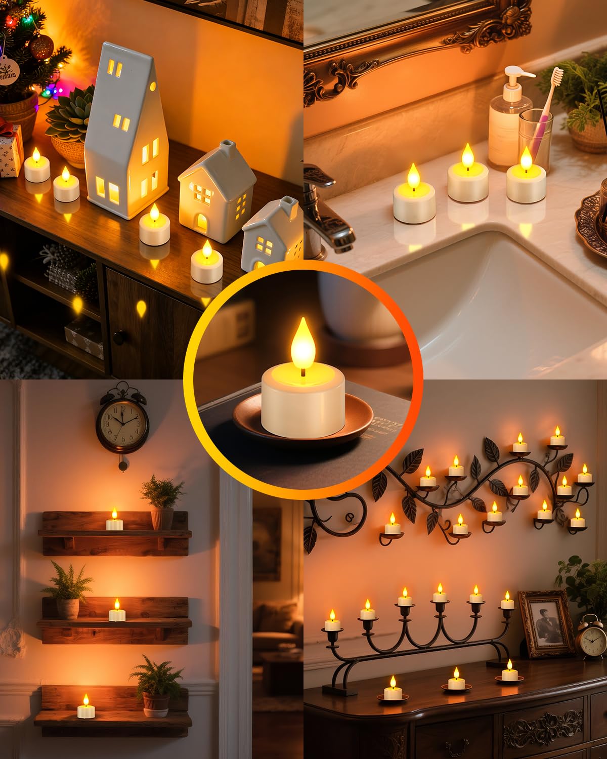 Yme Rechargeable Tea Lights Candles with Remote Timer, 12pcs Flameless Flickering LED Electric Tealights Candles with USB Cables for Home Lantern Table Party Bedroom Holiday Decorations