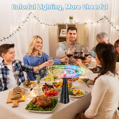 4Pack Rechargeable Fly Fans for Tables with LED Light, Fly Fan for Outdoor Dining, Parties, and Picnics, Safe, Compact, and Foldable with Blades that Stop on Contact