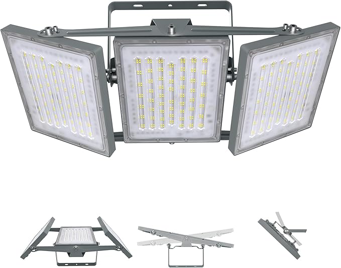 STASUN LED Flood Light Outdoor, Max Series 480W 48000lm 6000K Daylight IP66 Waterproof, Commercial Parking Lot Light,3 Heads for Yard Street Stadium House Floodlight Security Lights for Outdoor Area