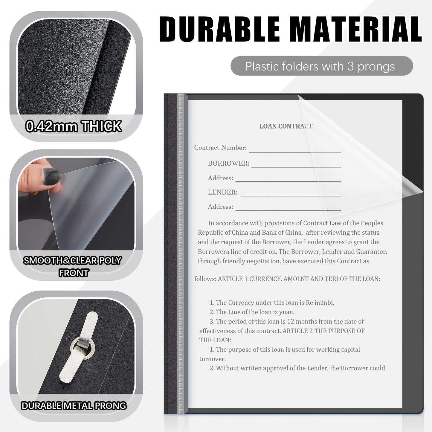 Teling 72 Pack Clear Front Report Covers Bulk Business Report Covers Plastic Presentation Folders Resume Portfolio Folder Paper Binder with 3 Prongs for Presentation Document School Office (Black)