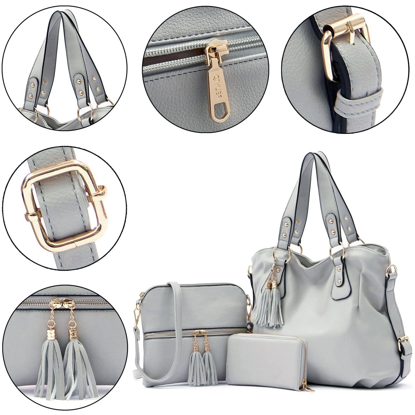 Purses And Wallets Set For Women Tote Handbags Large Hobo Bag, Grey