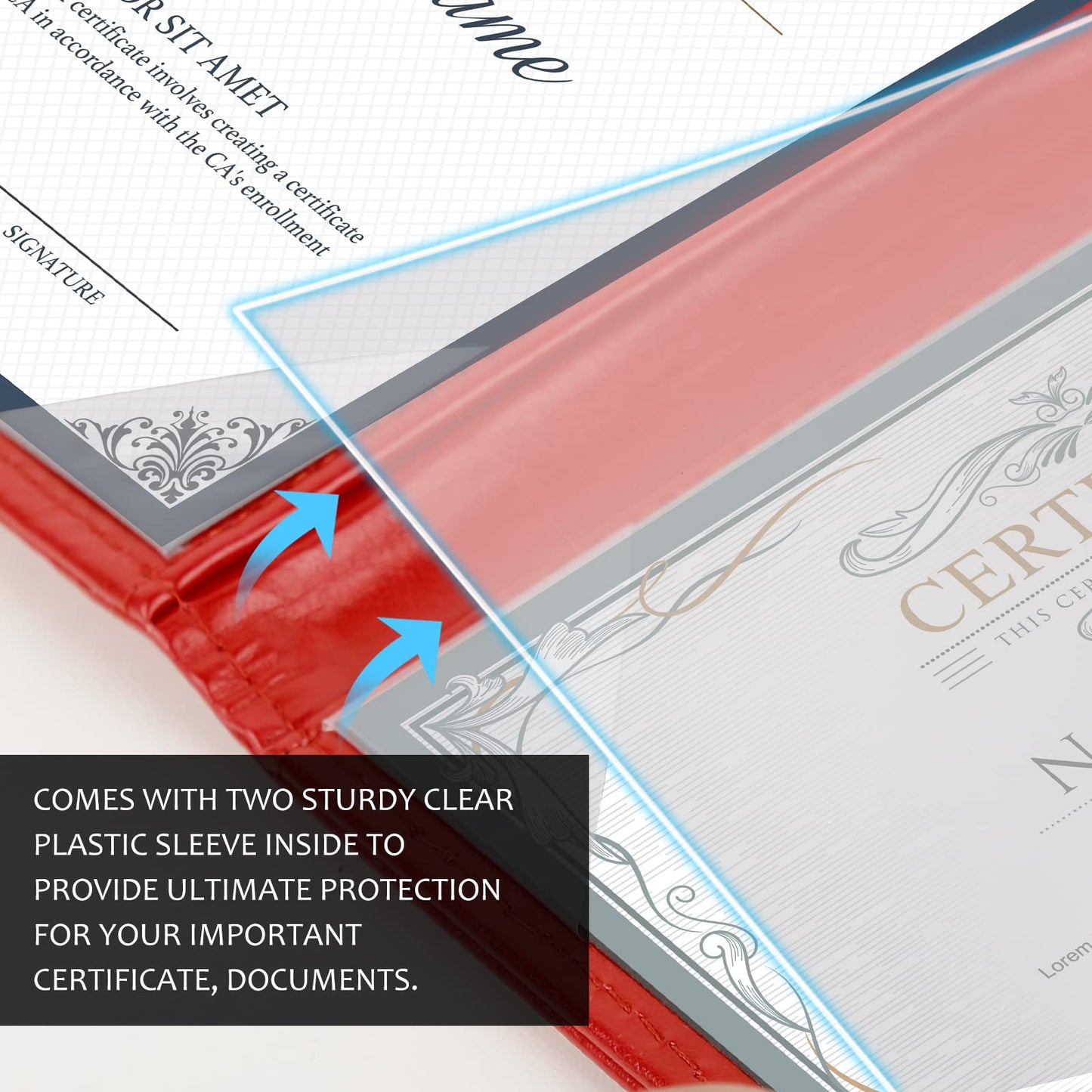 Diploma Cover 8.5 x 11 Certificate Holders for Letter-Sized Award Padded Menu Cover - Red Leather