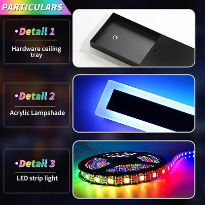 Widened 2 Pack Modern Exterior Lighting Fixtures, 57inch RGB Dimmable Outdoor Wall Sconces, 10 Colors, 5 Modes, IP65 Waterproof, Black Long LED Wall Mount Lights for Fence, Balcony, Garage