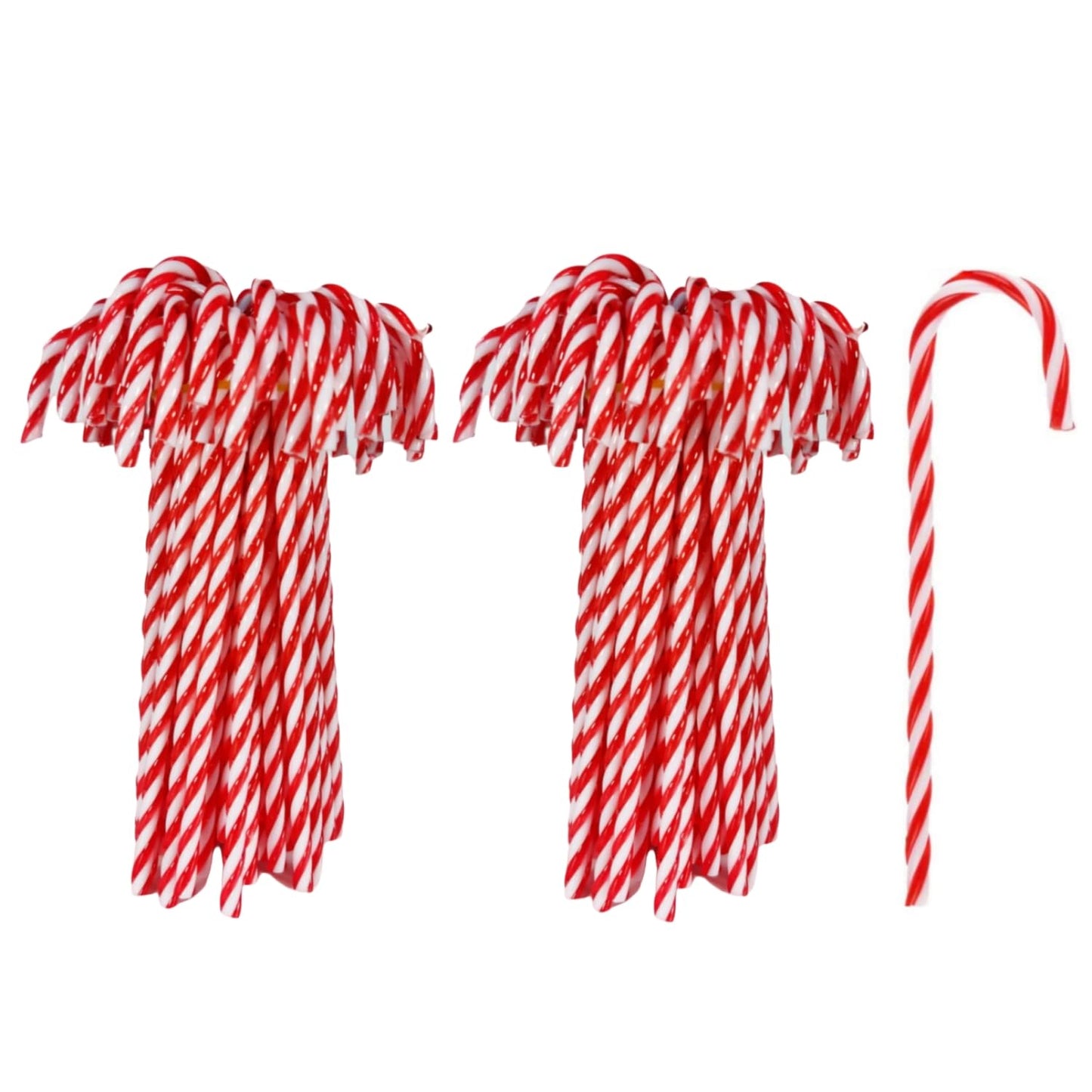 100 Pcs Christmas Candy Canes 5.9 inch Plastic Christmas Tree Hanging Ornaments Twisted Red White Crutch Candy Canes for Xmas Home Indoor Outdoor Party Decoration (C)