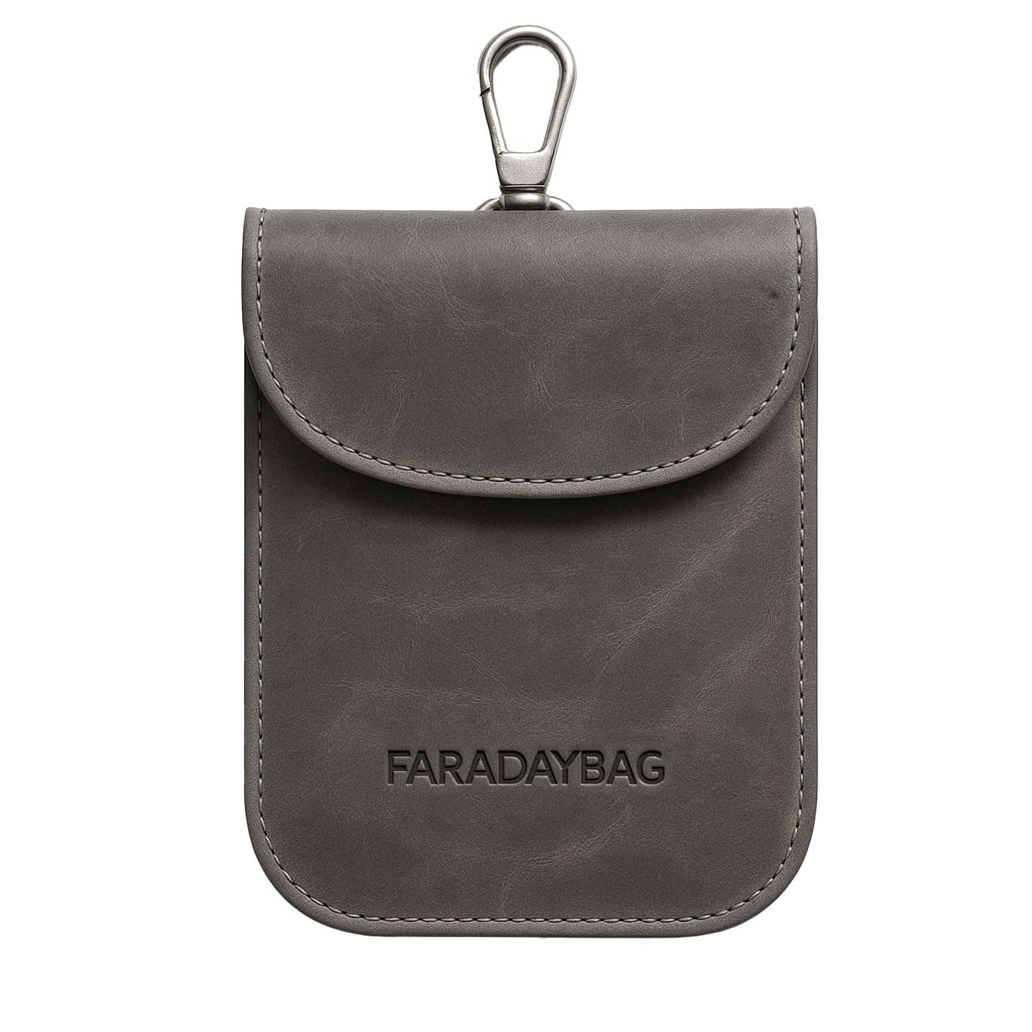 Real Leather Faraday Pouch for Key Fob Signal Blocker Protector - Faraday bags for car keys - RFID Blocking Sleeves (Grey)