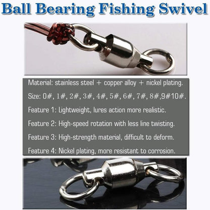 AMYSPORTS Ball Bearing Swivels Connector High Strength Stainless Steel Solid Welded Rings Barrel Swivels Saltwater Freshwater Fishing 50pcs 45lbs
